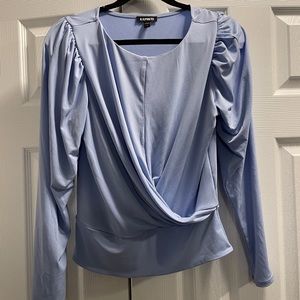 Express - Sky blue draped top